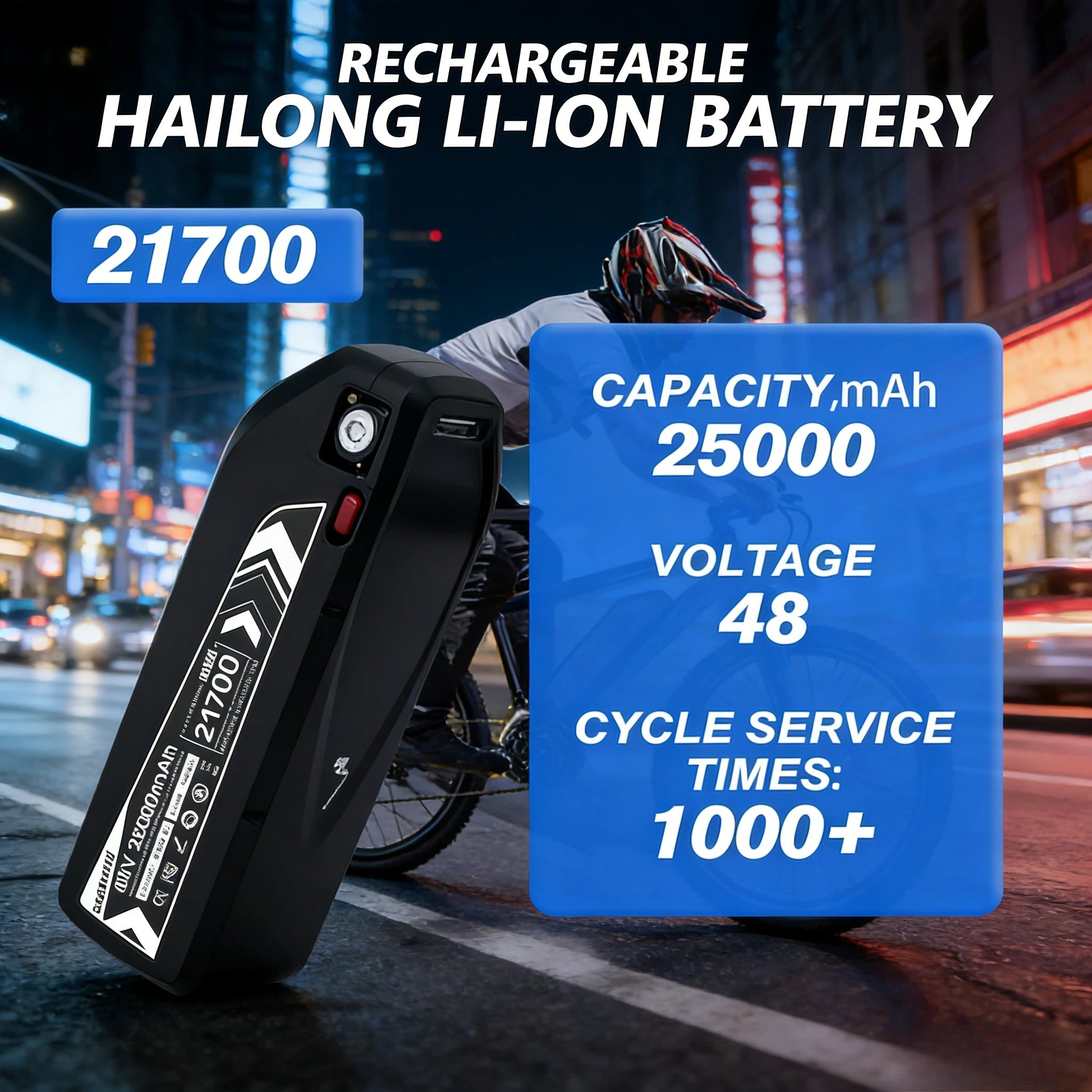 

21700 48V Hailong E-Bike Battery 48V 25AH lithium Ion Battery for Electric Bicycle E-Bike 500W 750W 1000W 1500W Motor Battery