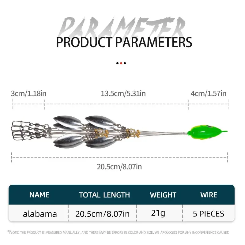 5 Arms Alabama Umbrella Rigs with 8 Blades Ultralight Willow Blade Multi-Lure Rig for Bass Fishing Lures Swim Bait Saltwater