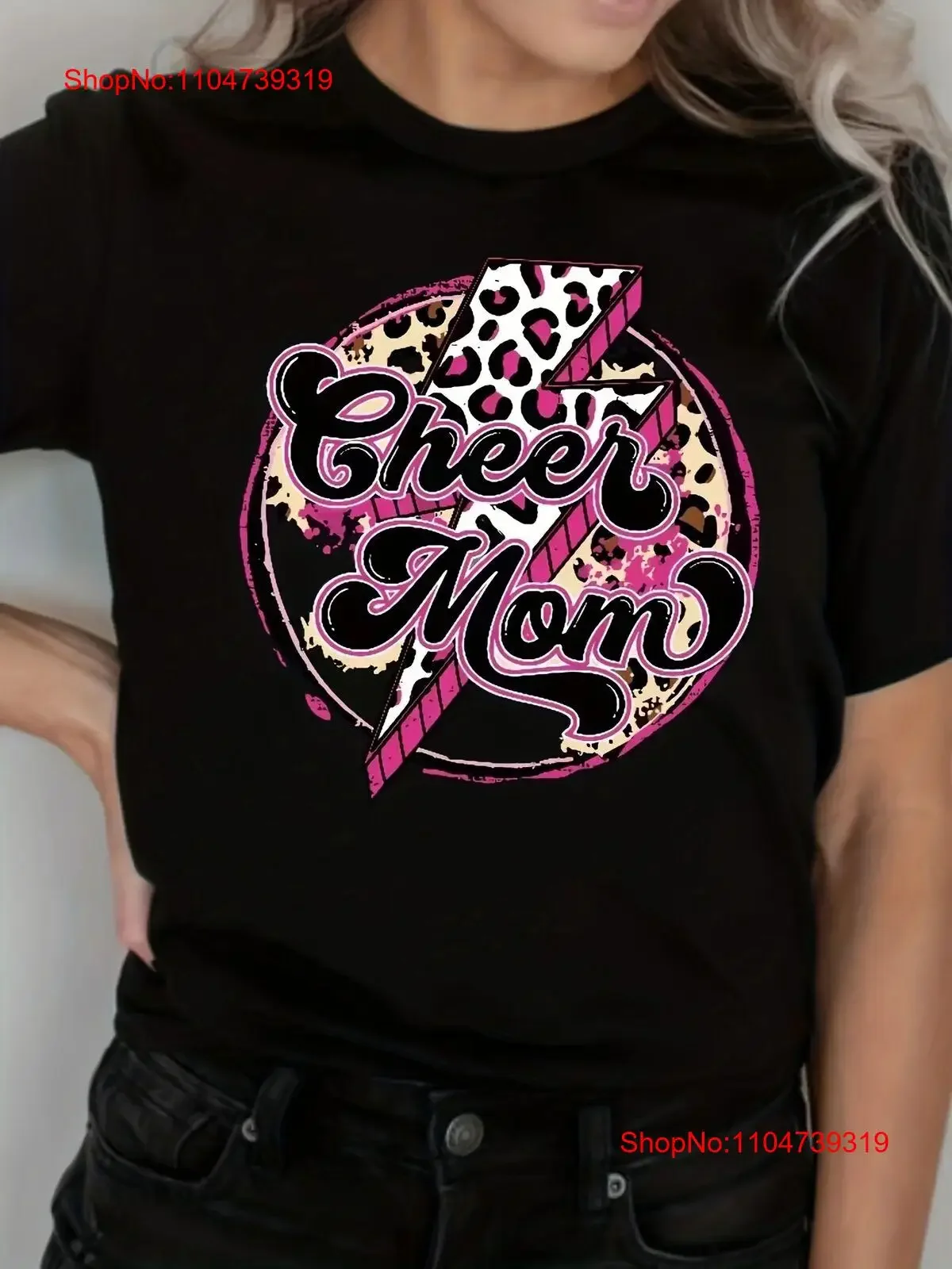 

Повседневная футболка с буквенным принтом Cheer Mom и круглым вырезом, слегка эластичная винтажная стираная футболка с рисунком, слегка дышащая универсальная