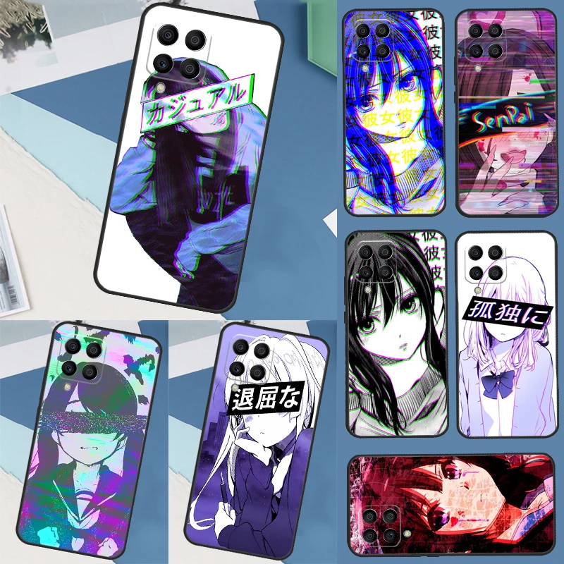 Sad Anime Aesthetic Senpai Phone Case For Samsung Galaxy M13 M23 M33 M53 M11 M21 M31 M51 M14 M54 M30s M20 M12 M32 M52