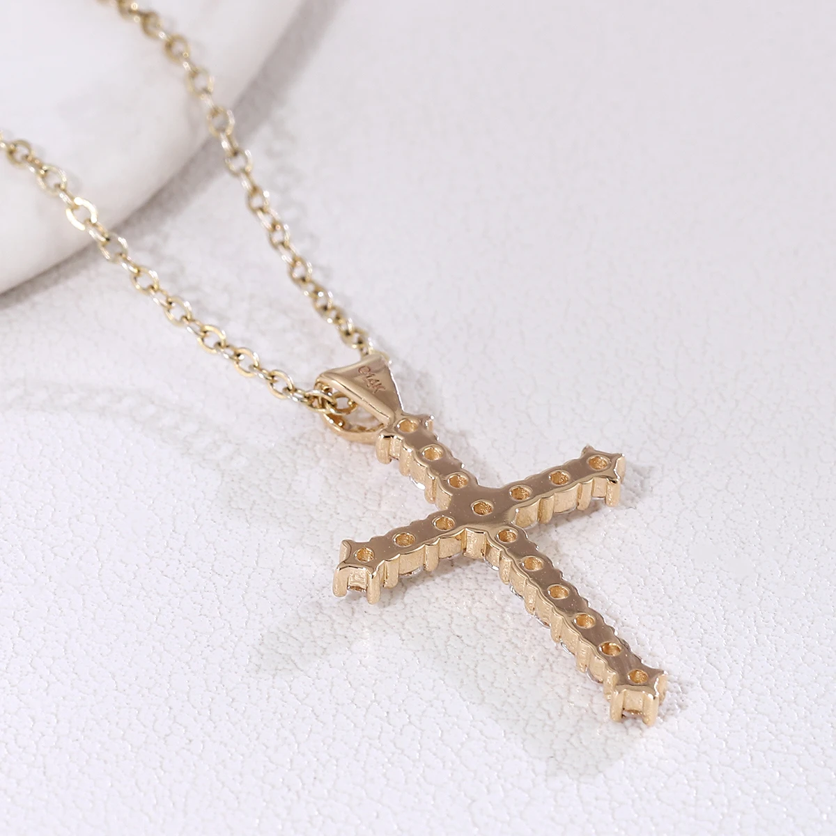 Provence 14K Solid Gold Lab Grown Diamond Cross Charm Pendant Fine Jewelry for Women Pendant Only Chain Not Included