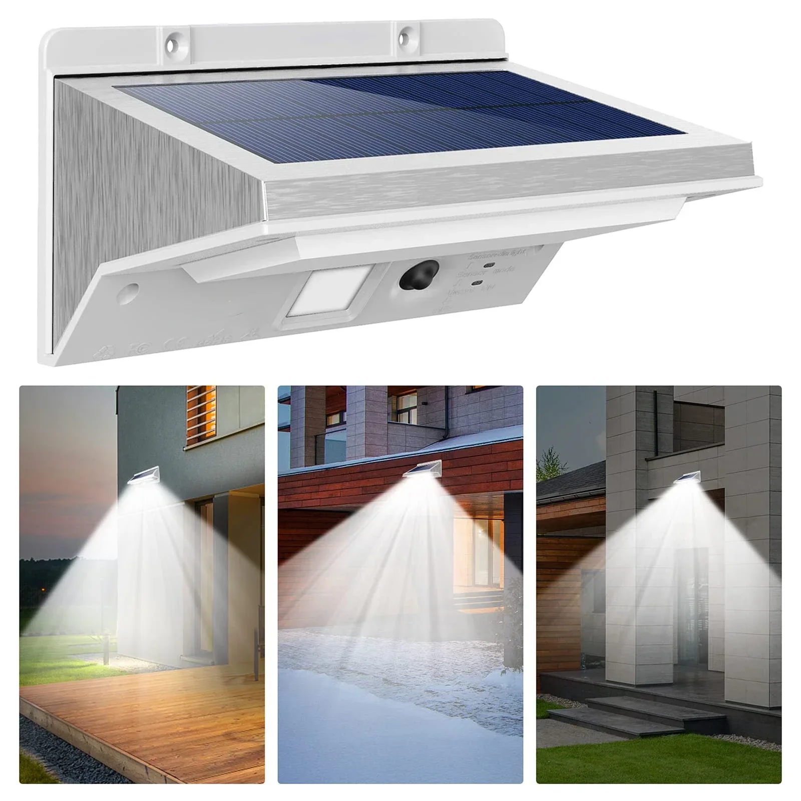 Lâmpadas solares LED para jardim Luzes ao ar livre Refletor impermeável Luz de parede de garagem Lâmpada de parede
