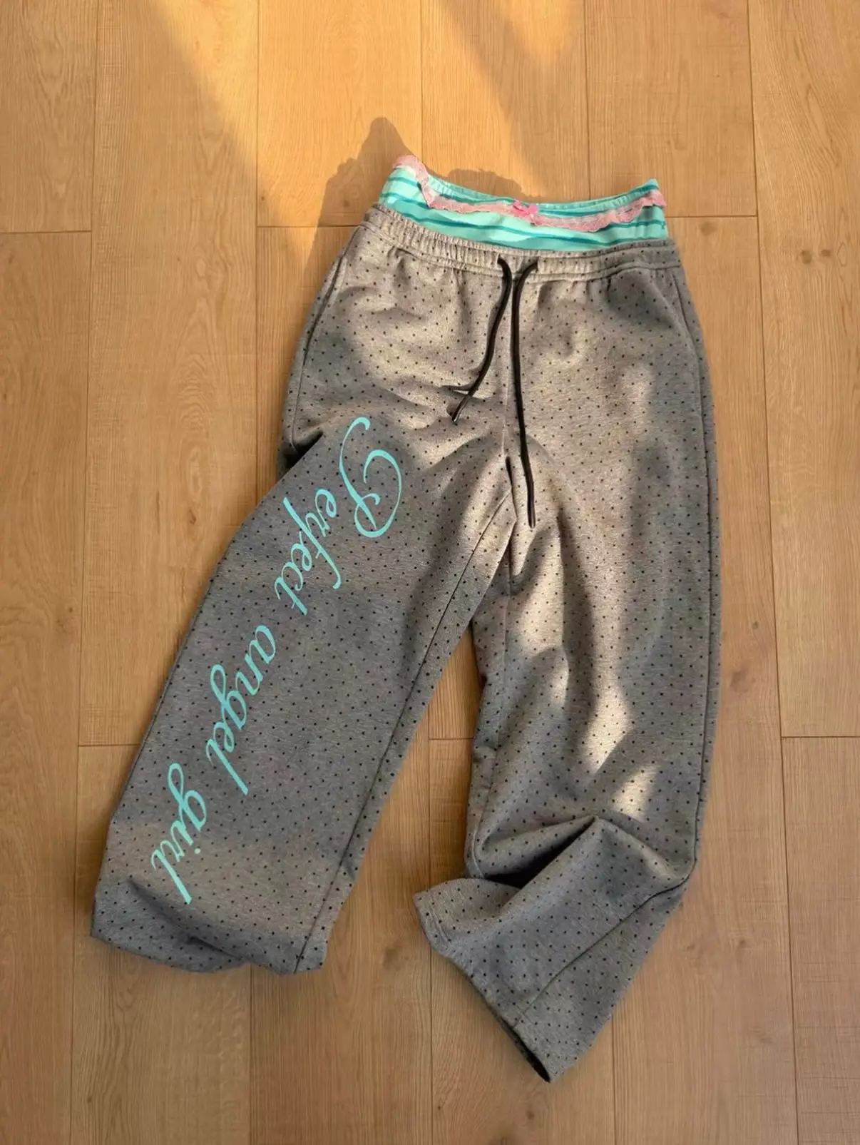 American Retro High Street Hip-hop Letter Printed Sweatpants For Women Fashionable Versatile Classics Niche Design Casual Pants