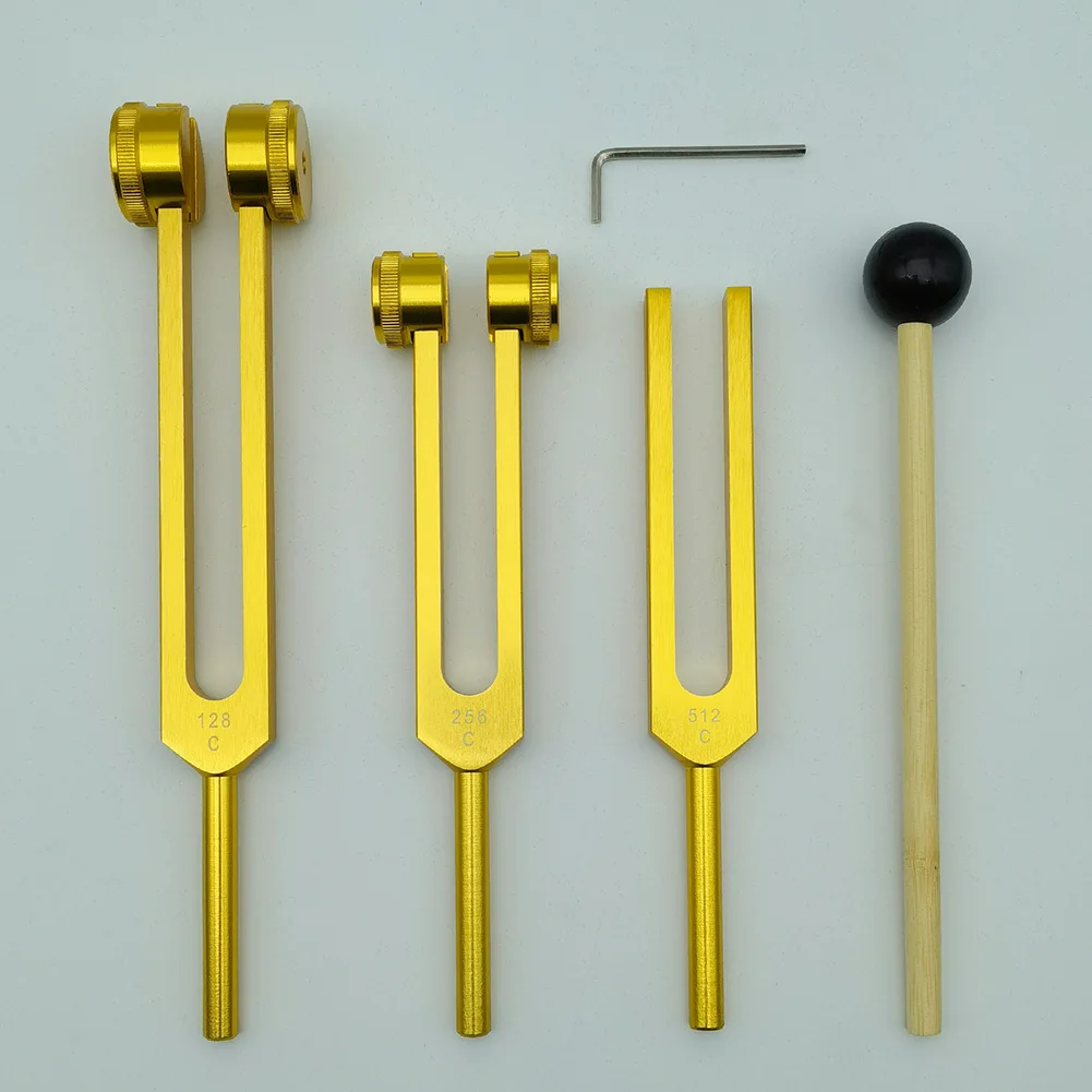 Set diapason 27,9x18,8x4,5 cm Metallo ARGENTO/ORO128Hz 256Hz 512Hz Diapason per strumenti musicali Strumento di regolazione