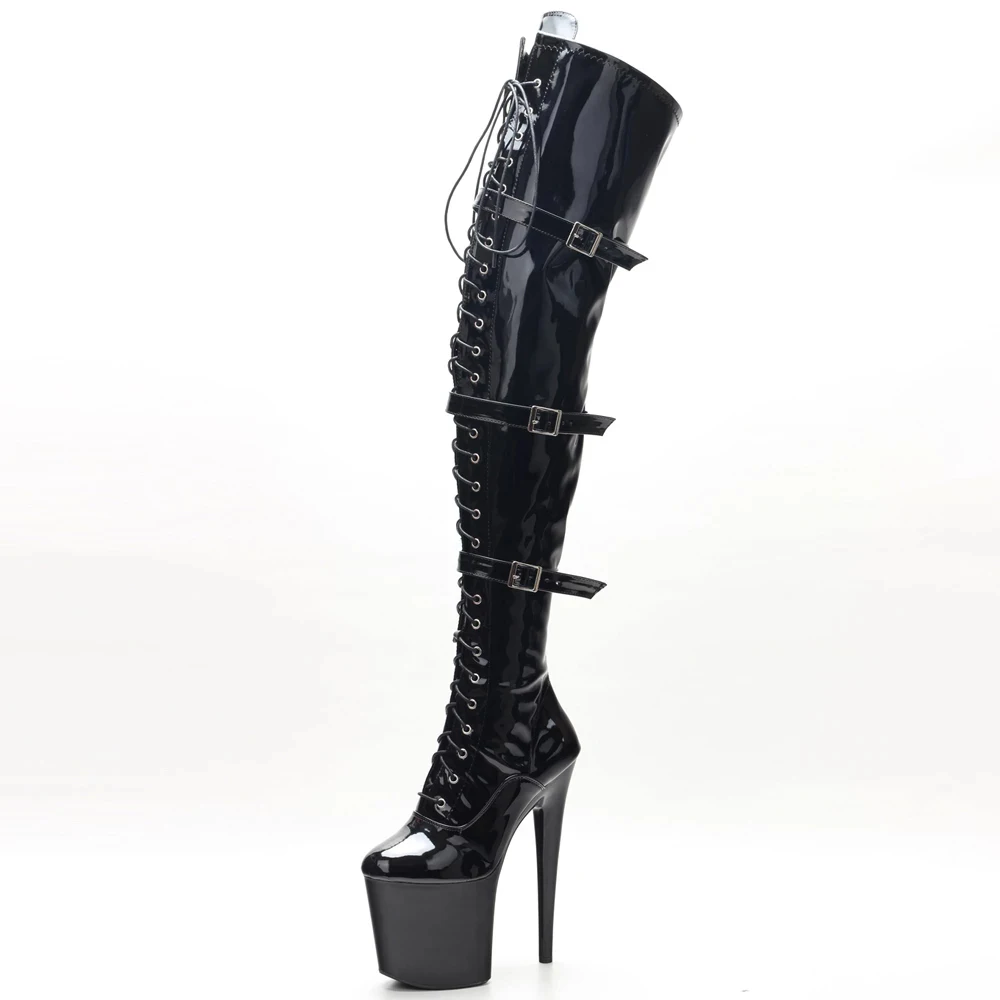 Sexy High Heel Boots 20CM Ultra Spike Heel Platform Bluckle-strap Over The Knee Sexy Pole Dance Nightclub Long Boots For Women