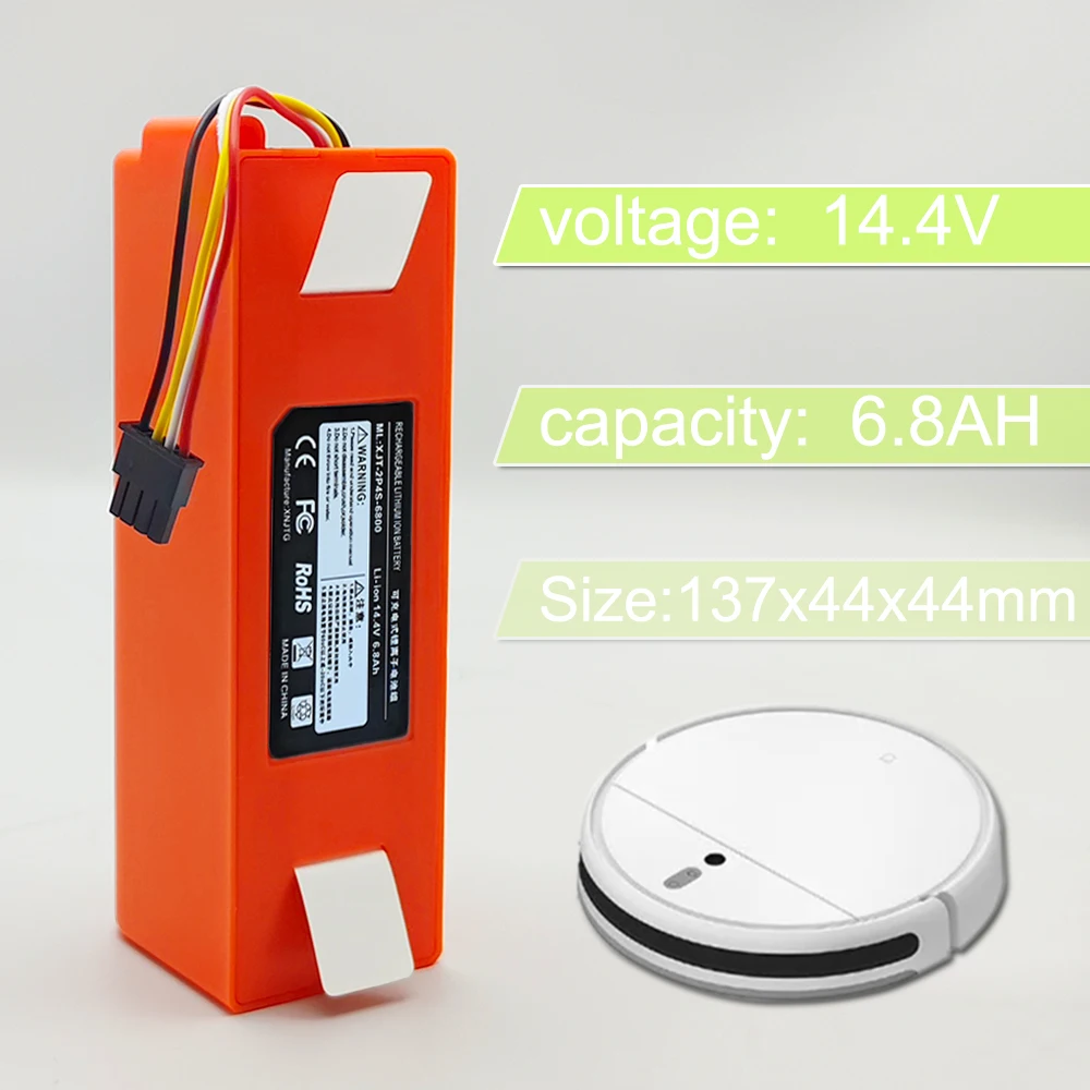 14.4V BRR-2P4S-6800S Robotic Vacuum Cleaner Replacement Battery For Xiaomi Roborock S55 S60 S65 S50 S51 S5 1S 1ST MAX S6 Parts