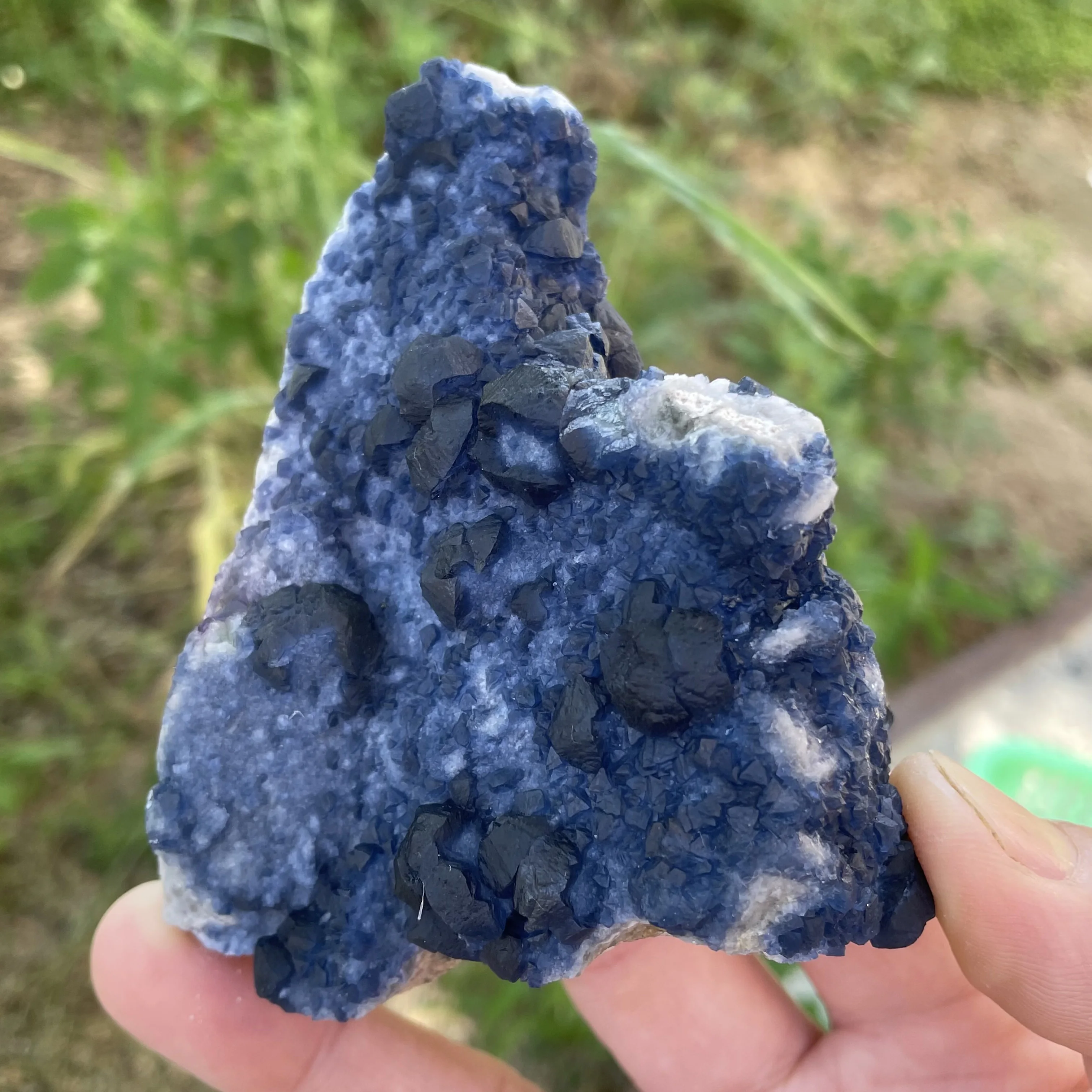 Natural Inner Mongolia Blue Fluorite Mineral Specimen Crystal Quartz Cluster Healing Stone Home Decor B1-21