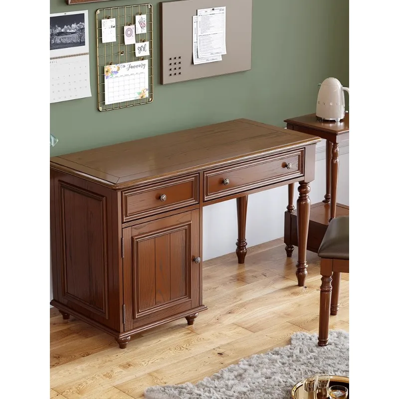 

American solid wood desk and chair combination modern simple bookshelf bookcase integrated children's furniture student writing