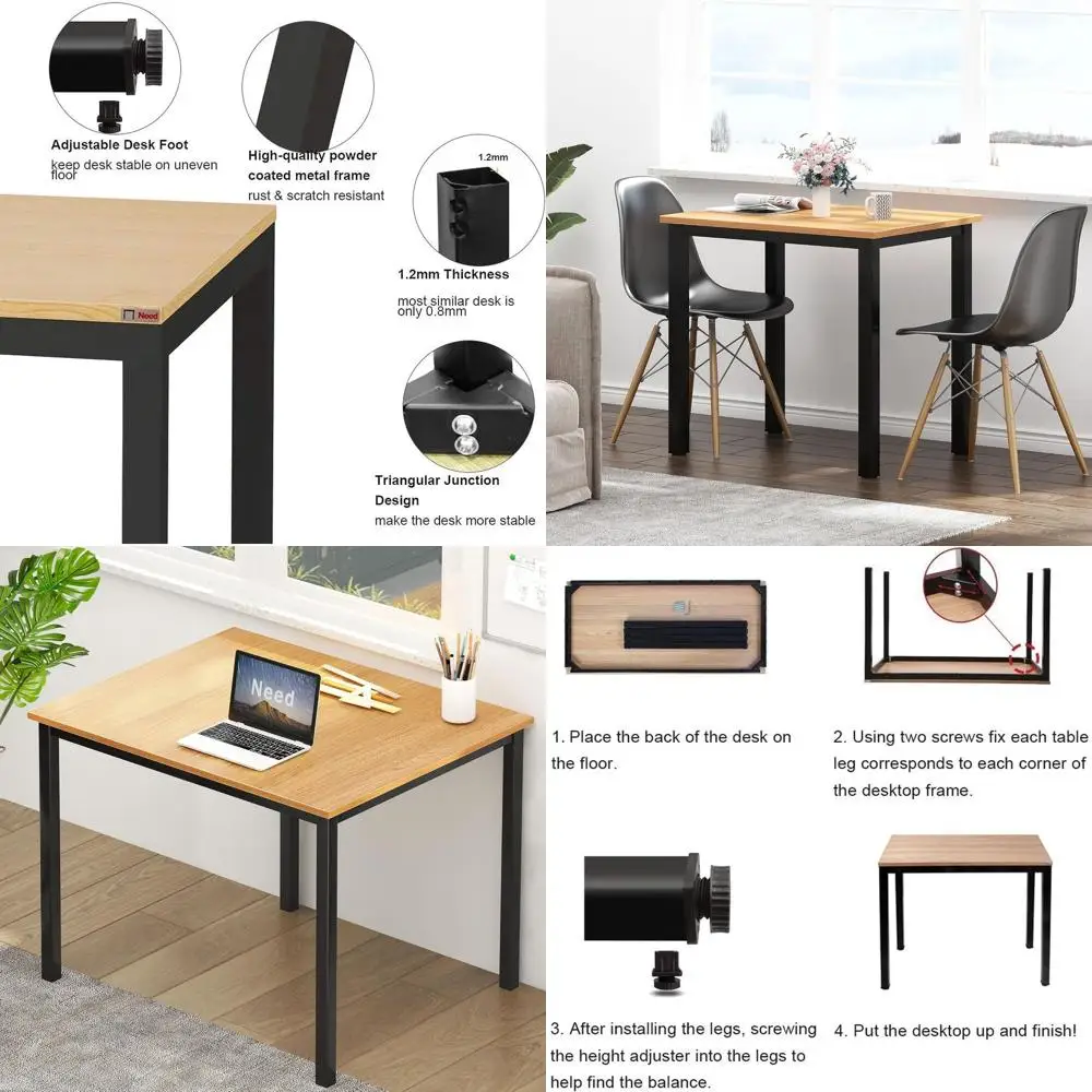 Compact 31.5 Teak Writing Desk for Home Office, Laptop and Gaming Use