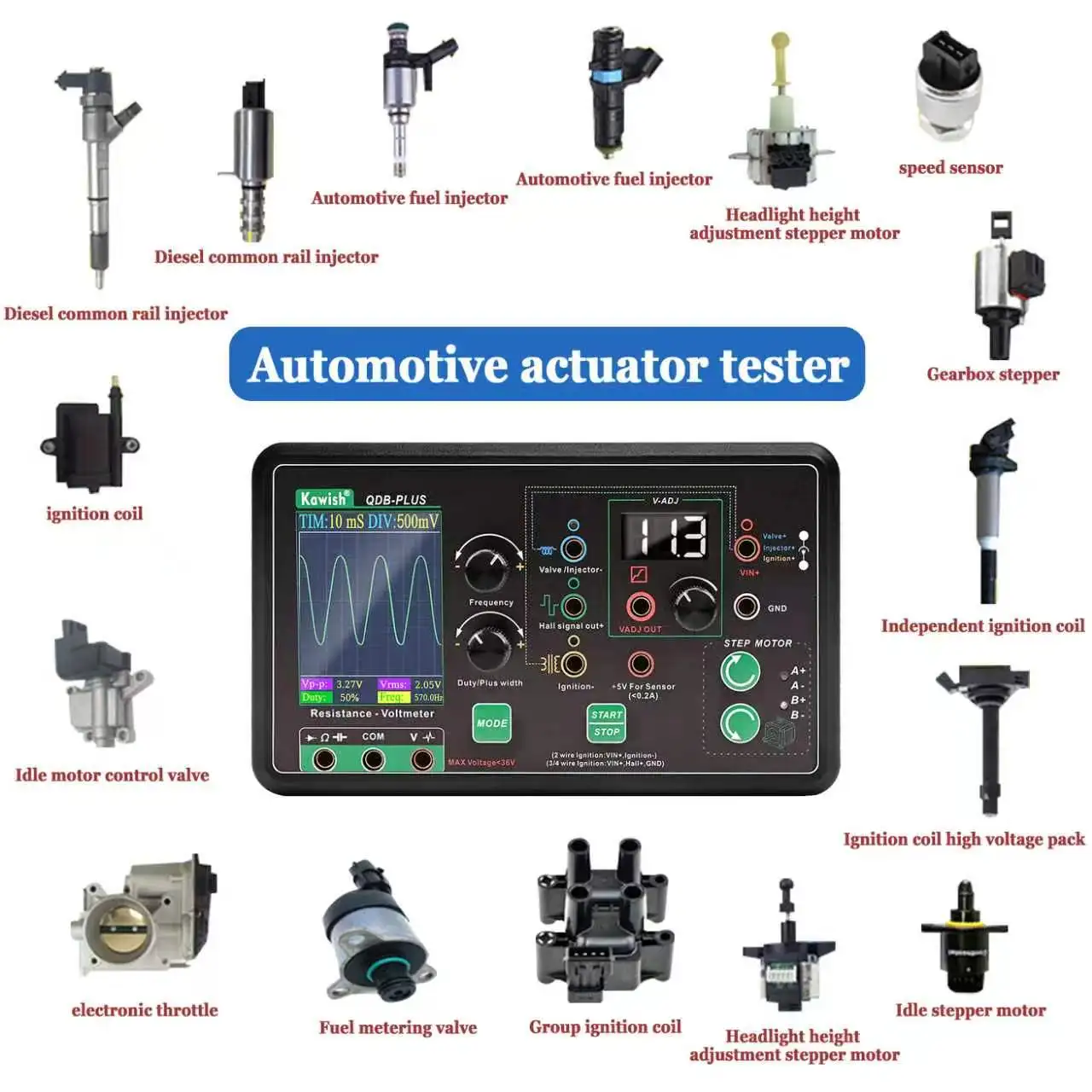 NEW Arrival! Auto Diagnostic Tool Oscilloscope PWM Generator Multimeter Stepper Motor Tester for Ignition Coil Solenoid Valve