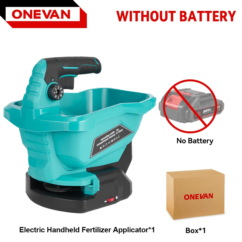 ONEVAN 6-versnellingen elektrische meststrooier Draadloze spreider 140 °   Aanpassing tuin elektrisch gereedschap voor Makita 18V batterijpin