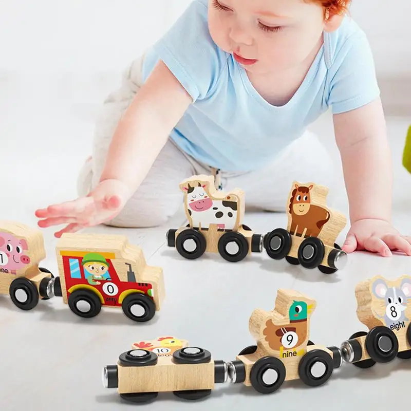 

Wooden Train Set Children's Toy Vehicle Play Set Preschool Learning Activities Vehicle Game For Boys Girls Over 18 Months