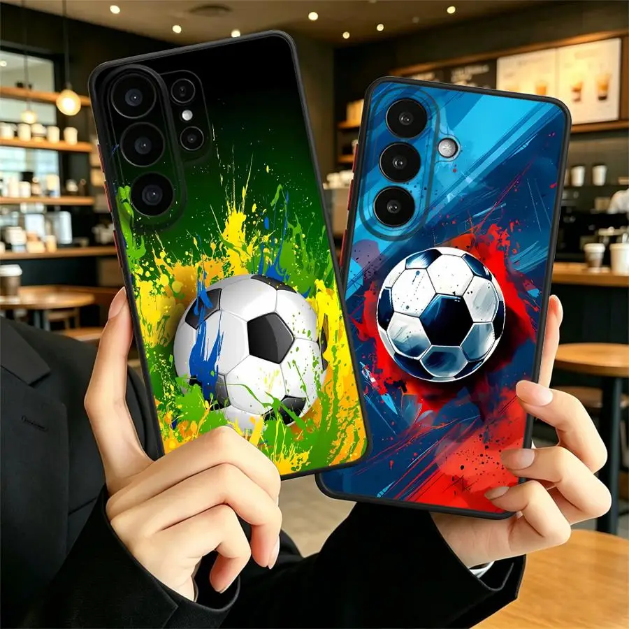 Funda Back Phone Cover Case for Samsung Galaxy S26 S22 Note 20 Ultra 10+ S25 Ultra S24 Plus S20 FE S21 S23 FE Soccer Splash