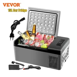 VEVOR-Mini nevera portátil para coche, congelador de 12V/24V, 15L, compresor para viajar, acampar, actividades al aire libre