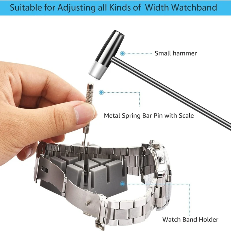 Kit alat perbaikan jam tangan: untuk pemeliharaan penggantian baterai jam tangan penyesuaian kembali pembongkaran