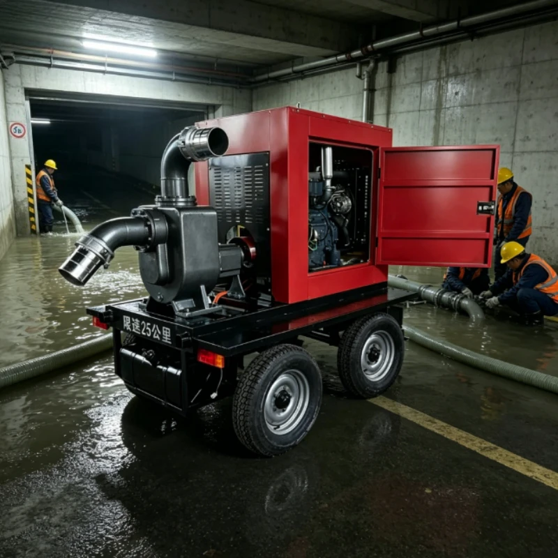 Mobile Flood Control Pump Truck Self Priming 8m Suction Lift Diesel Unit For Hillside Vegetable Farm Flood Water Removal