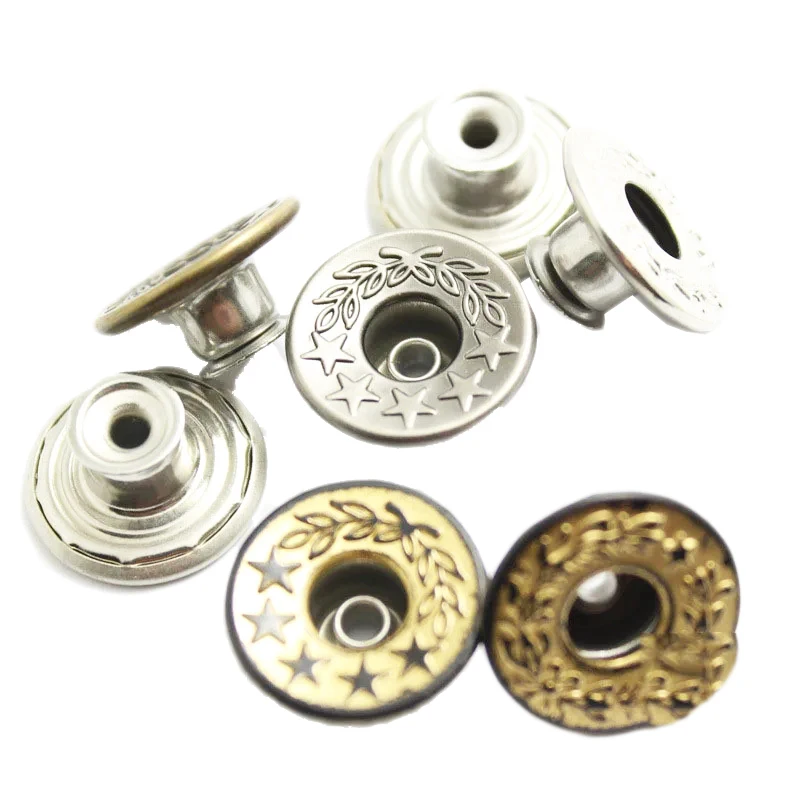 Detachable Metal Waist Buttons for Jeans, No Nail, No Seam, Denim Coat Button, Sewing Accessories, 17mm, 20Pcs