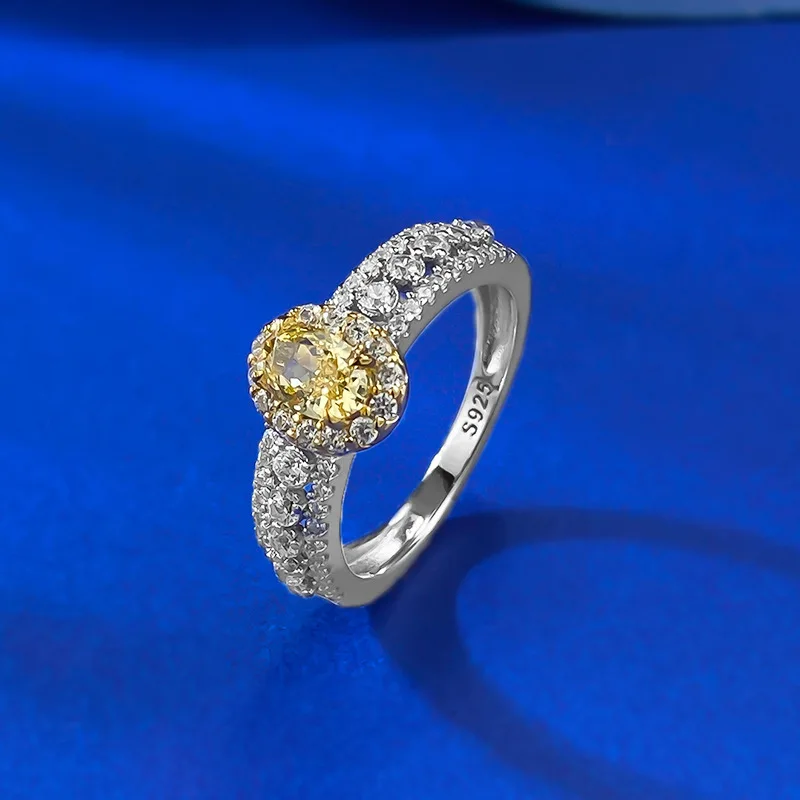 

Сверкающие кольца с высокоуглеродистым бриллиантом 4x6 мм для женщин - обручальное кольцо из стерлингового серебра 925 пробы и обручальное кольцо, ювелирное изделие в подарок