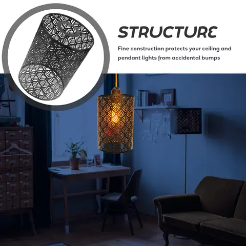 150x190 काला मैट सिलेंडर लैंपशेड गढ़ा लोहे का खोखला धातु टेबल लाइट शेड डेस्क बेडसाइड लिविंग रूम सजावटी लैंप के लिए 6 best sales काले धातु लैंप शेड - №4