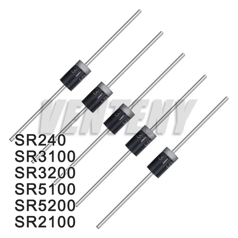 20PCS/LOT SR240 SR3100 SR3200 SR5100 SR5200 SR2100 SR260 SR540 SR2200 SR560 DO-15 27 SR3100 Diodo Schottky
