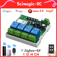 1/2/4CH Tuya Zigbee Smart Light Switch Module 85-250V Relay Smart Home APP and RF Control Works With Alexa Google Assistant