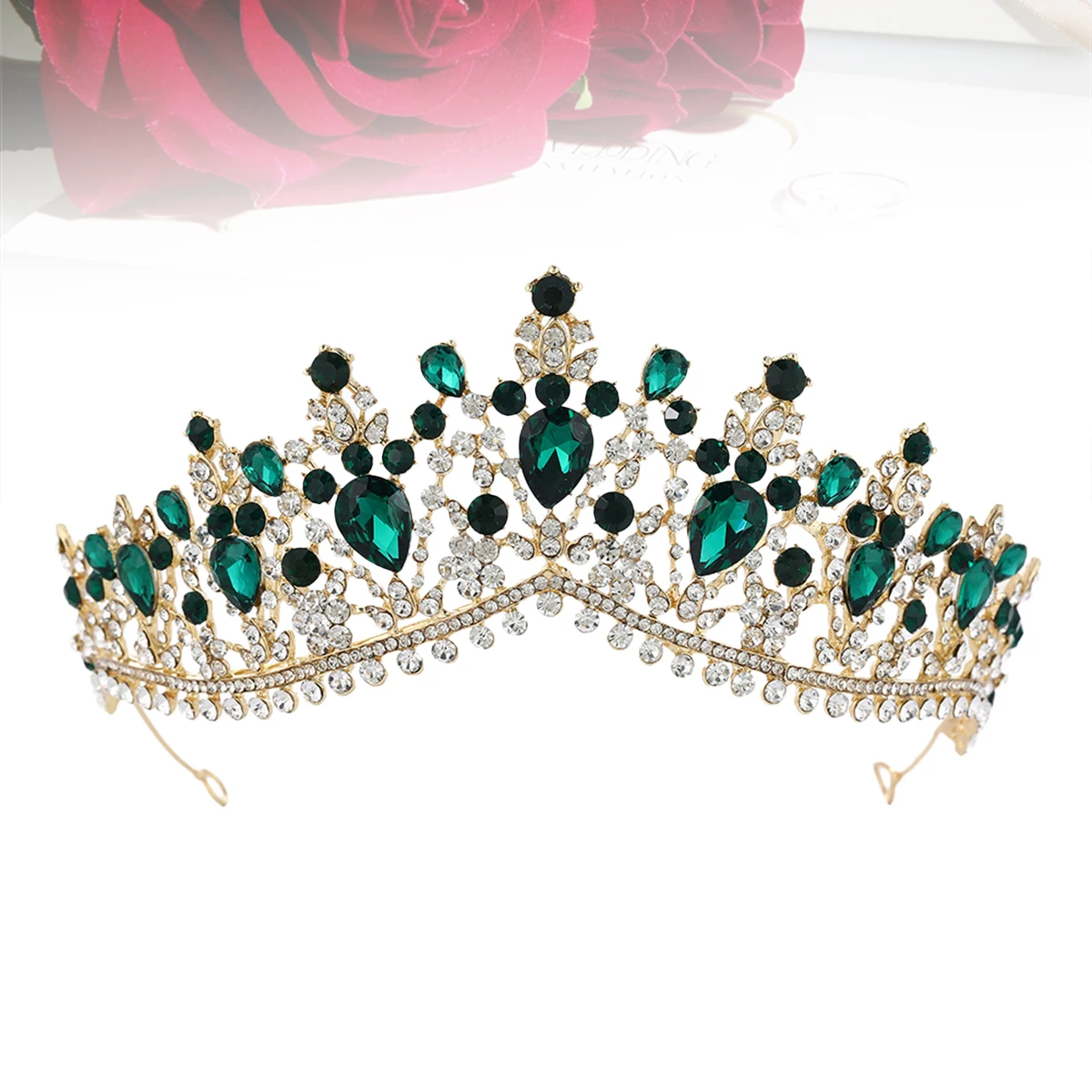 1Pcs Large Rhinestone Crown Bridal Headdress Alloy Elegant Wedding Tiara for Women Party Evening Hair Accessory
