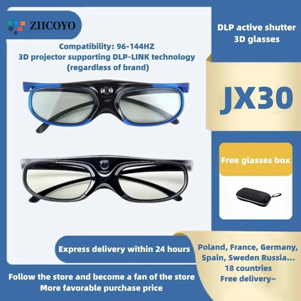 DLP Link 3D Glasses Active Shutter Eyewear Rechargeable Glasses Circular Glasses For DLP 3D Projectors