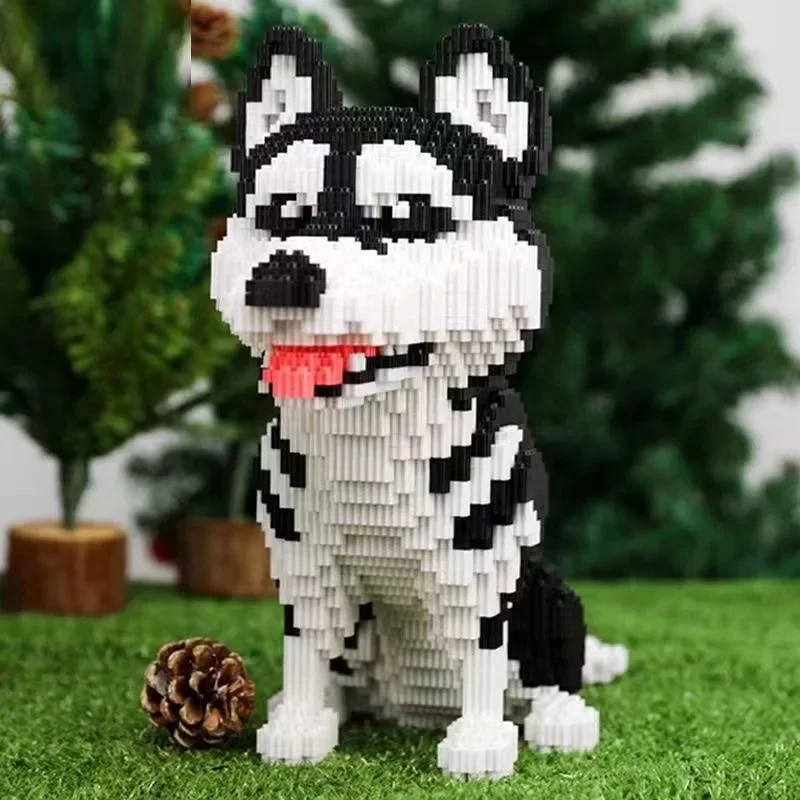 Urban Animal Building Blocks Mini Dog Husky Pet Model Diamond Building Blocks Cute Toy for Boys and Girls Adult Birthday Gift