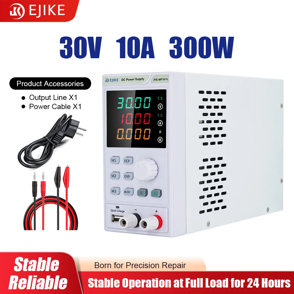 EJIKE DC Power Supply 300W Programmable 30V 60V 100V Adjustable DC Stabilized Power Supply for Lab &Repair