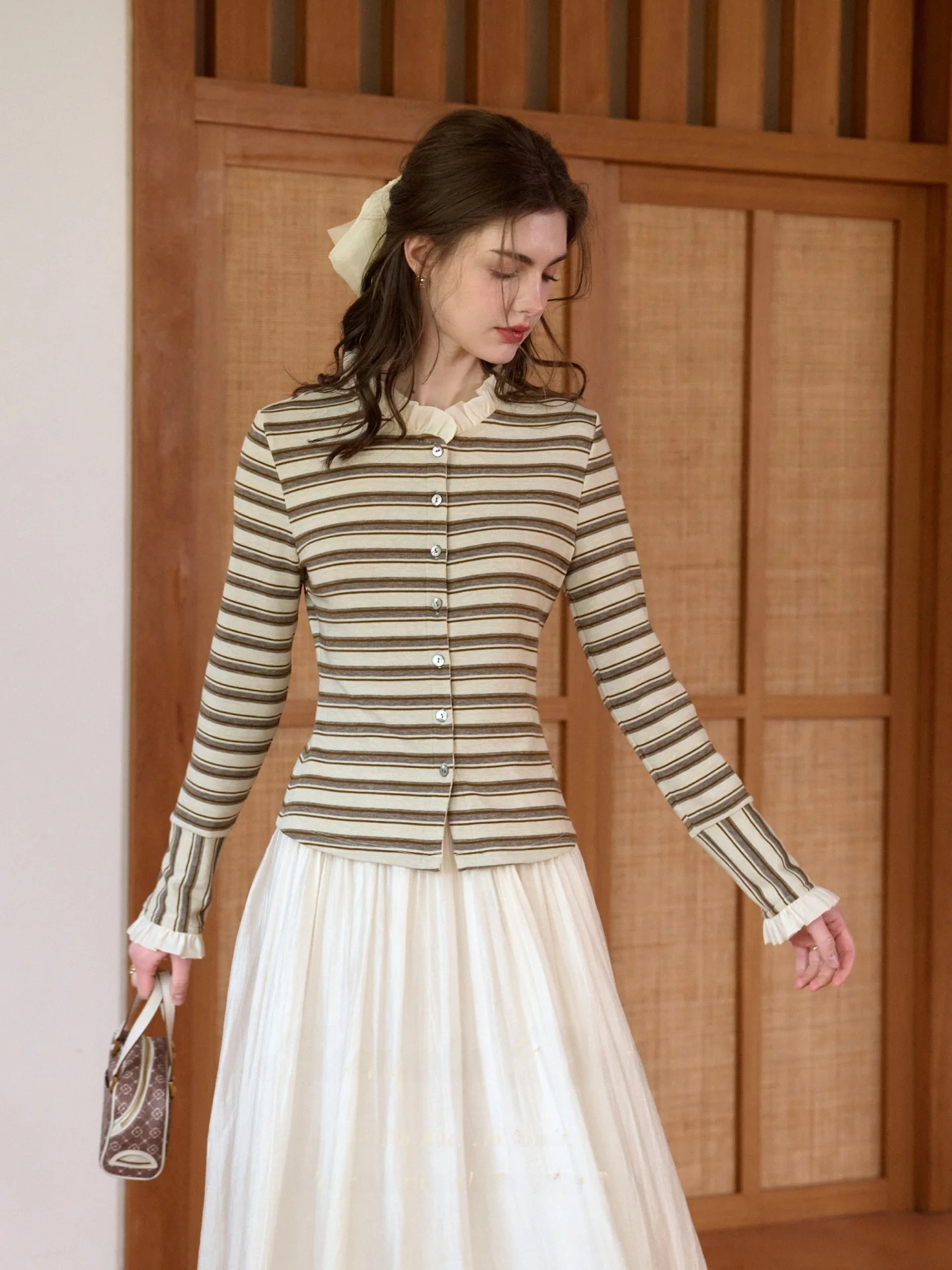 

Женская футболка SimpleRetro с длинным рукавом, в полоску, из лайкры, весенняя модная, в французском стиле, удобная, мягкая, трикотажная.