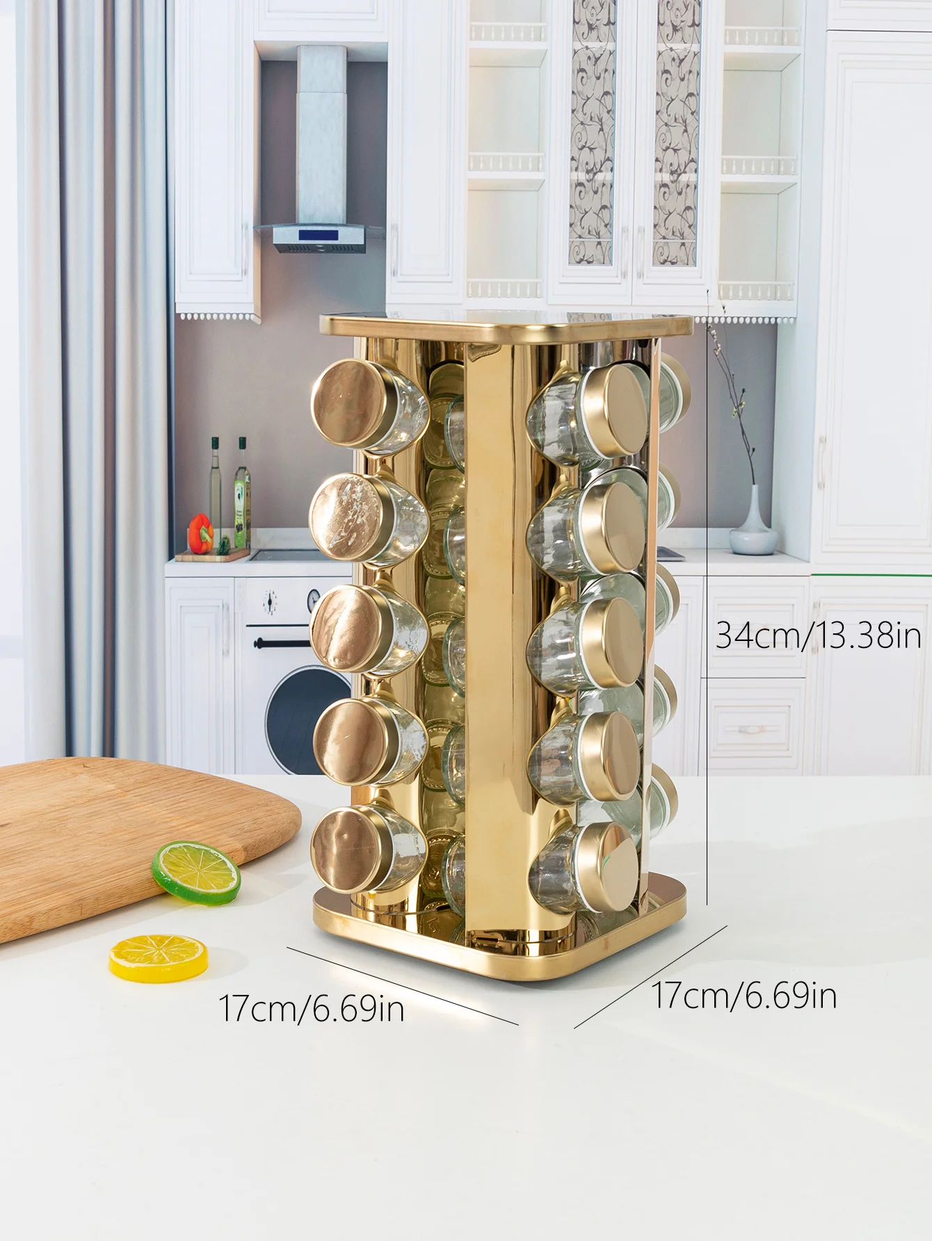 1pc Spice Racks, 360° Rotating Spice Rack, Household Rotating Seasoning Jar, Stainless Iron Spice Shelf, Kitchen Supplies