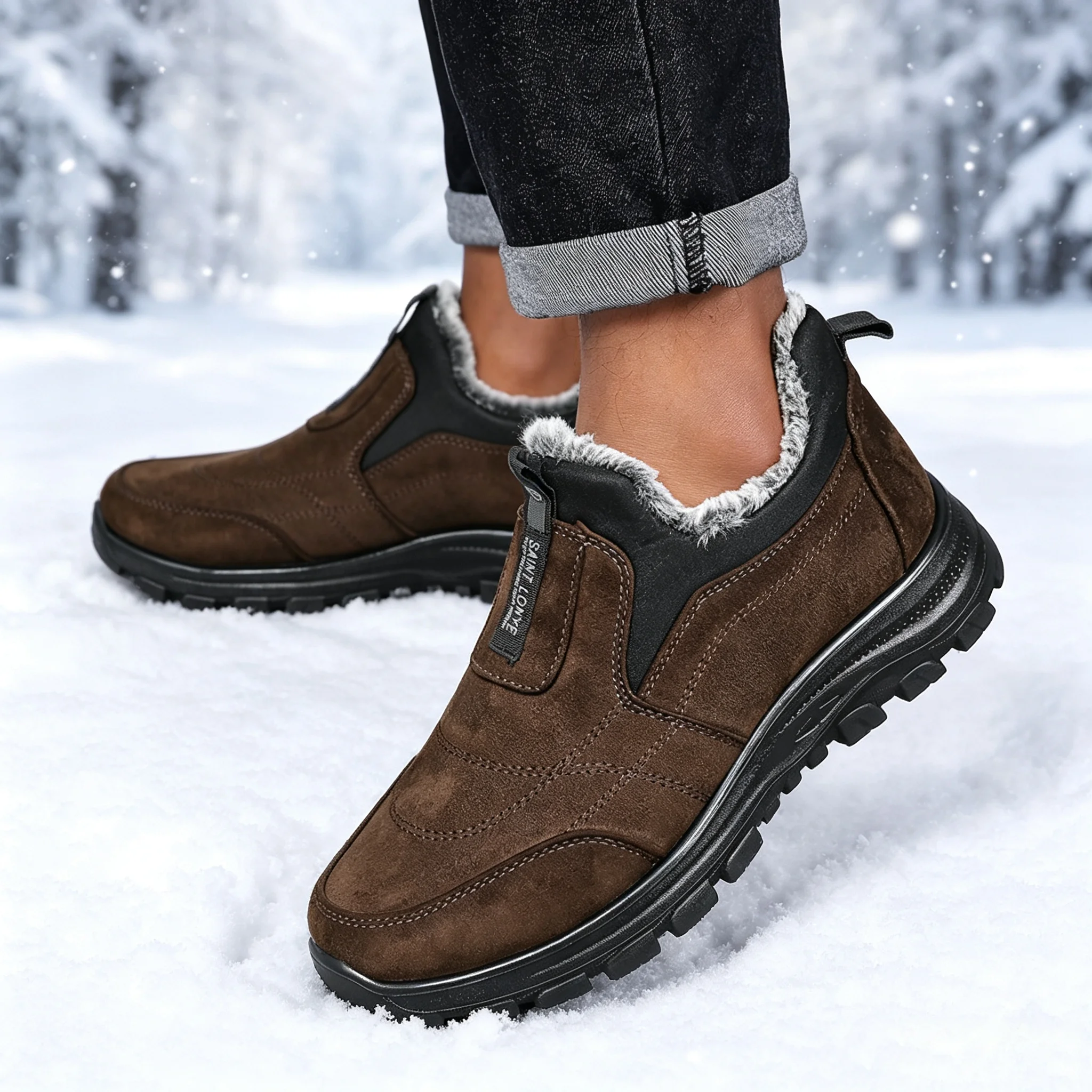 Winter Thickened Snow Boots, Non-Slip and Wear-Resistant for Outdoor Hiking, Low-Cut Warm Cotton Work Boots, Extremely Warm and Heat-Retaining, Suitable for Sub-Zero Environments, a Must-Have for Outdoor Workers in Winter