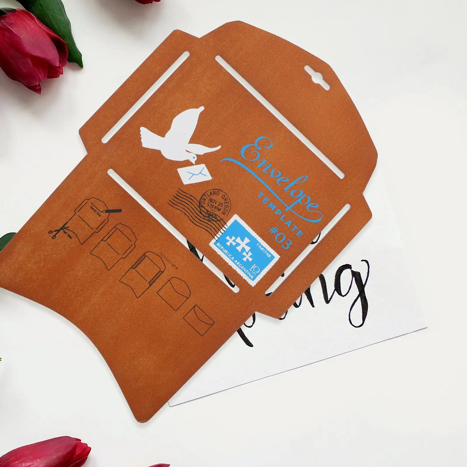 Envelope Making Template Greeting Card Tool Stencil Wooden Writing Maker Stencils