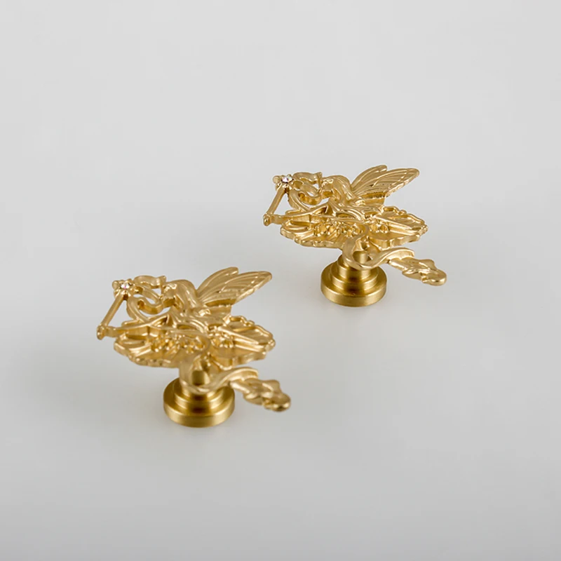 NEW 4PCS Solid Brass French Flying Elf Furniture Pulls Handles Drawer Knobs Cupboard Wardrobe Closet Dresser Cabinet Door Pulls