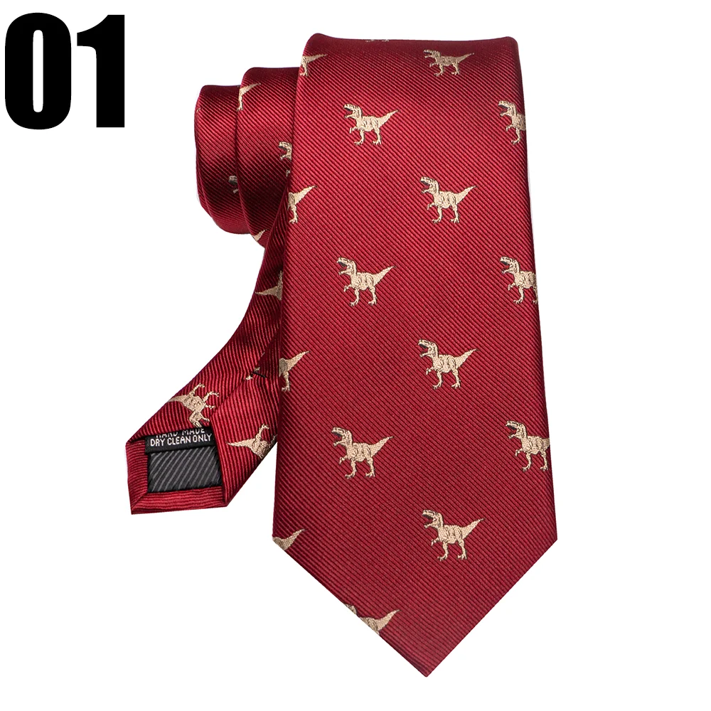 EASTEPIC 8 cm rot-blaue Jacquard-Krawatten für Herren, Herren-Krawatte, hochwertiges Accessoire, Geschäftsgeschenk, Fuchs, Drache, Flamingo, Schnecke, Ente, Tier – Detail 4