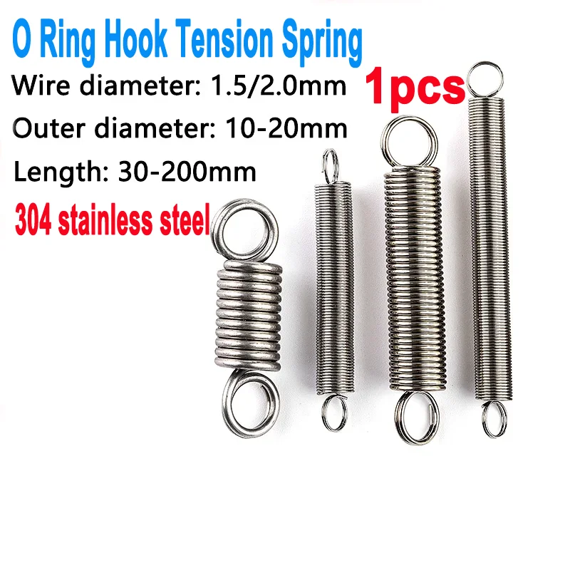 

1Pcs Wire Diameter 1.5mm 2mm O Ring Hook Tension Spring 304 Stainless Steel Closed Hook Extension Spring