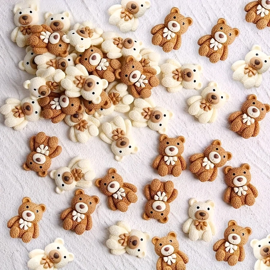 10pcs Random Mix Cartoon Coffee Bear Resin Bears For Phone Decoration Scrapbooking Craft DIY Jewelry Accessories Small Ornaments