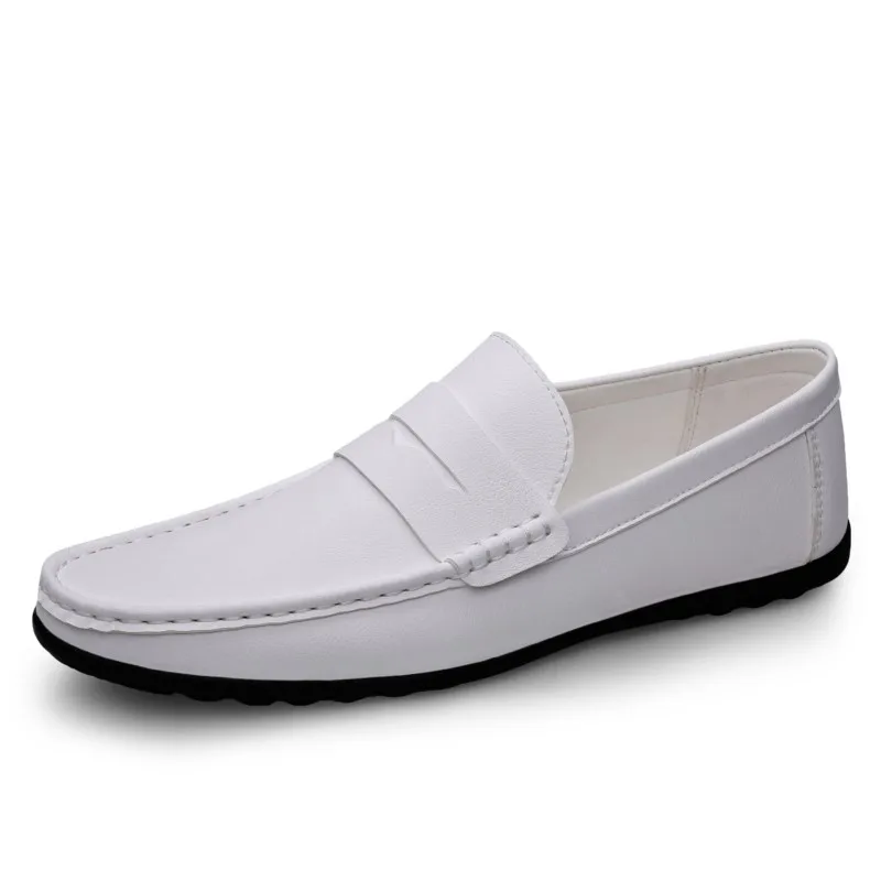 Soft Men Loafers Slip On Leather Men Casual Shoes Hollow Out Summer Footwear Flats Moccasins Plus Size 38-47