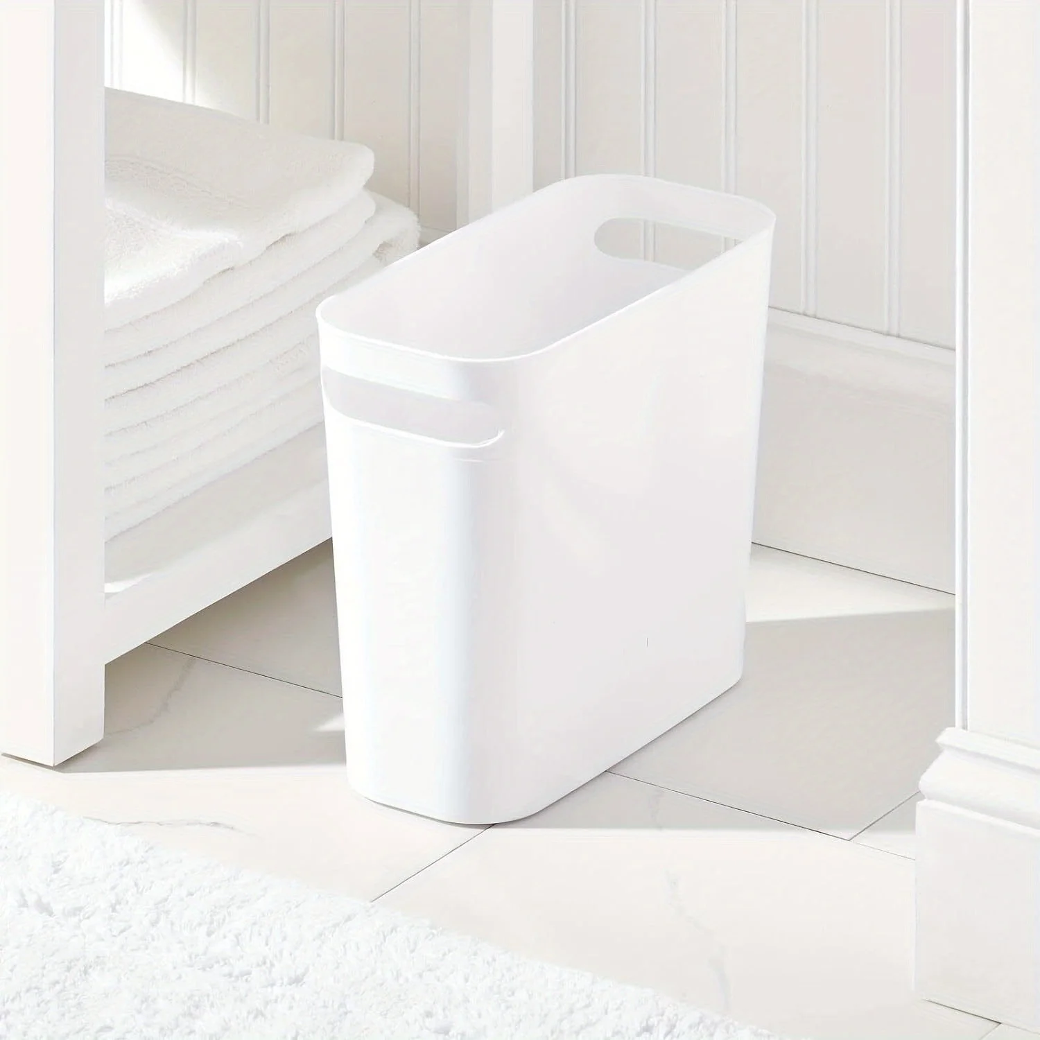 Plastic Small Trash Can, 1.5 Gallon/5.7-Liter Wastebasket, Narrow Garbage Bin for Bathroom, Home Office - Holds Waste, 9.8\