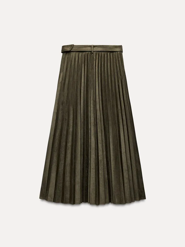 

Новая осенняя женская юбка-миди с поясом, эффект поверхности в пол, плиссированная, f-длина, для поездок на работу, средней длины, другое 00%