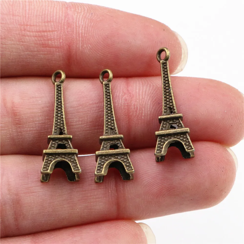 24x8mm 30pcs Antique Silver Plated Bronze and Gold Colors Plated Eiffel Tower Handmade Charms Pendant:DIY for bracelet necklace