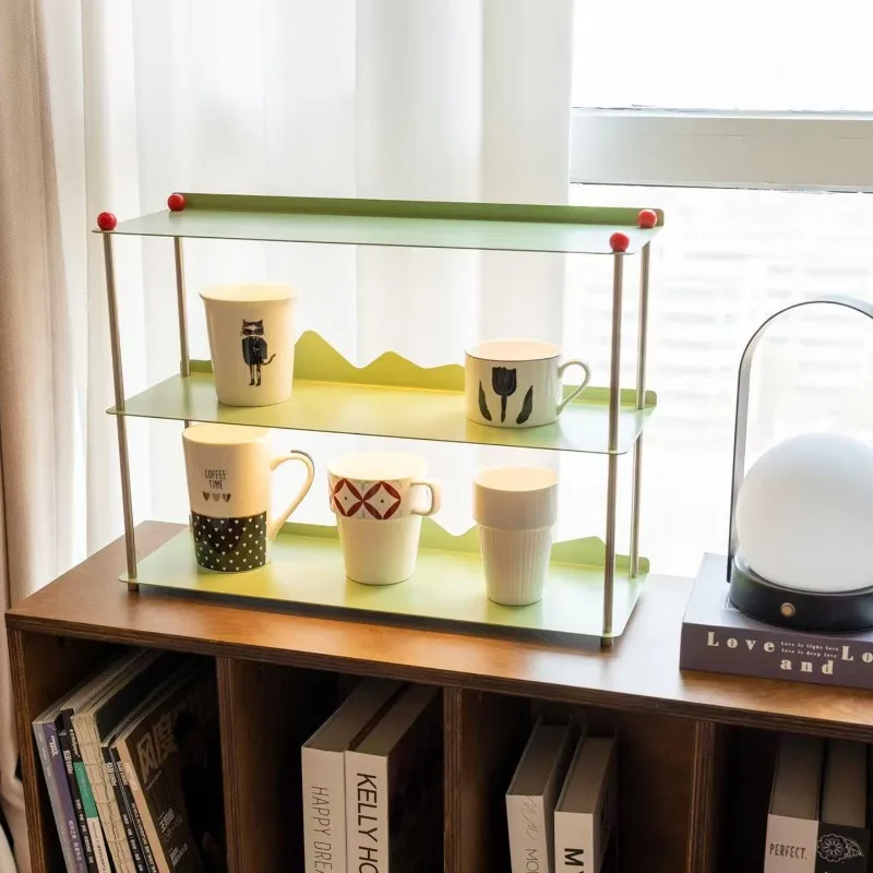 Irregular dopamine desktop metal storage rack, blind box display cup holder, open-style cosmetics, perfume storage