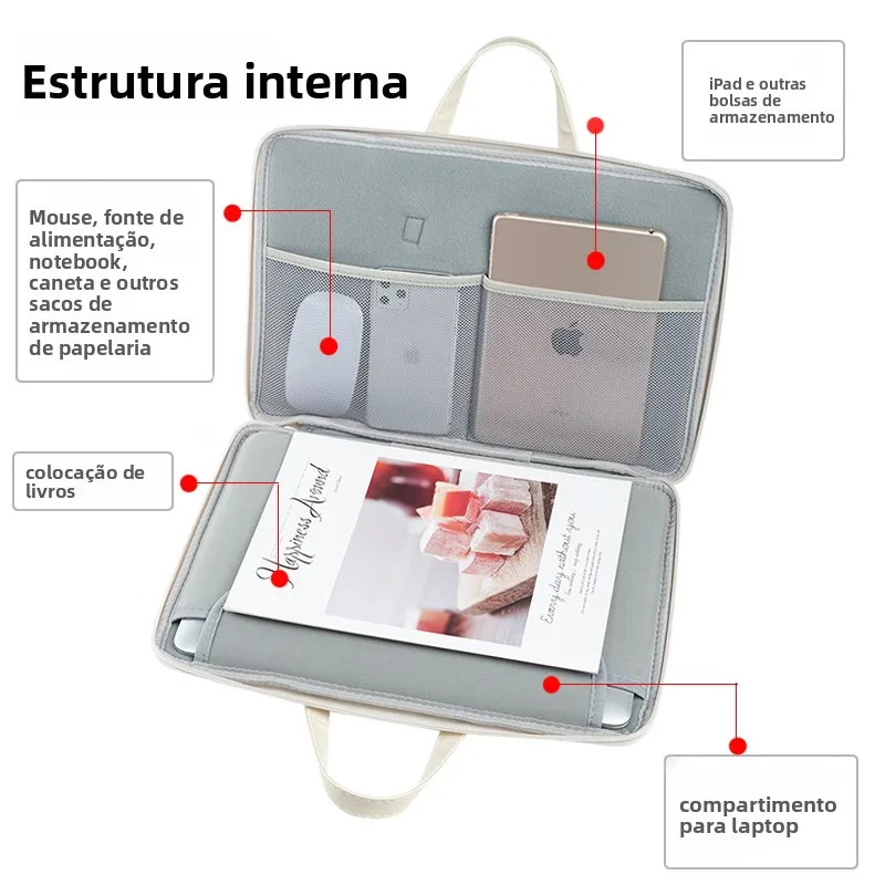 Bolsa para Laptop Impermeável para Notebooks  de 5,6 Polegadas e  de 6, Polegadas, Estilo Pasta Faion em Mate...