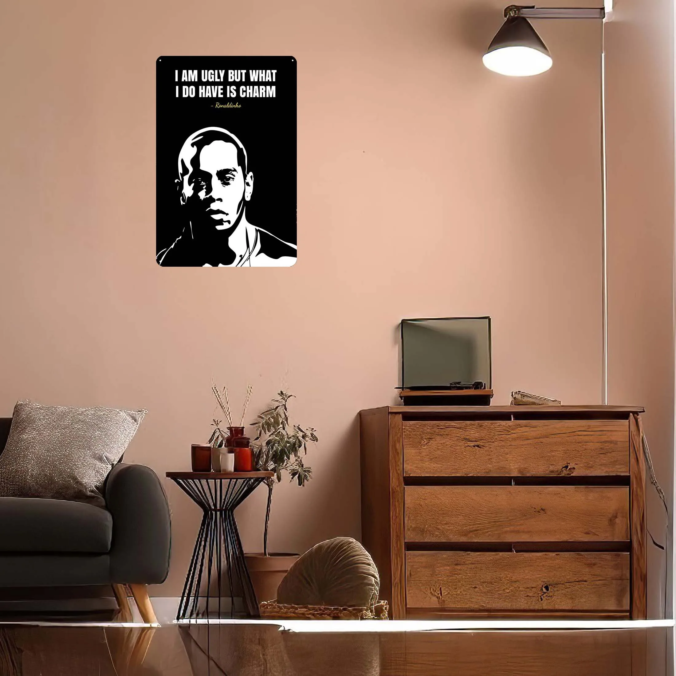 Ronaldinho Quotes Tinplate Sign Sports Poster Gaming Room Decoration Man Metal Sign Plaque for Wall Art Decoration Retro Home