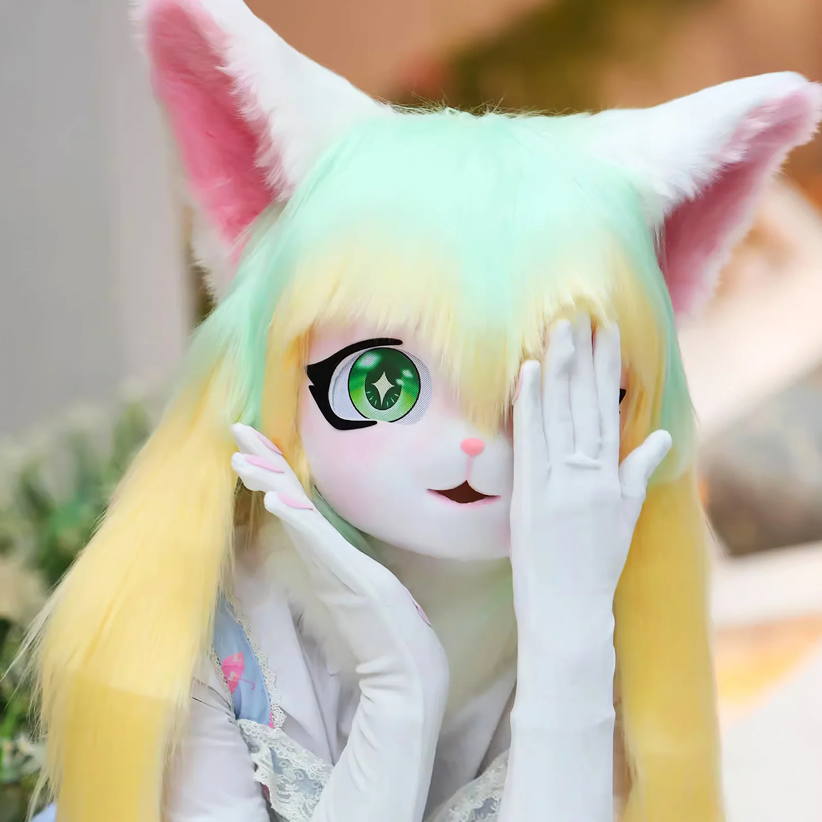 

White Full Face Mask Halloween Costume Party DIY Blank Plastic Mask - Realistic Masquerade Cosplay Festival Wearable Accessory