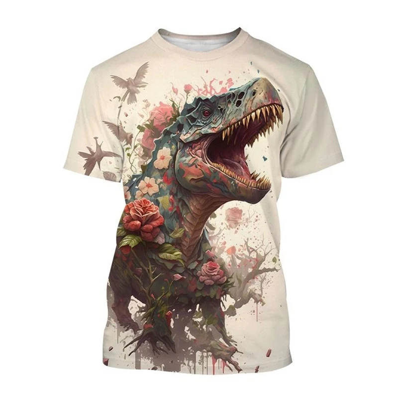 Fierce Dinosaur T Shirt Men 3D Print DINO T-shirt Hip Hop Streetwear Womens Clothing Harajuku Fashion Cool Y2k Graphic Tops Tee