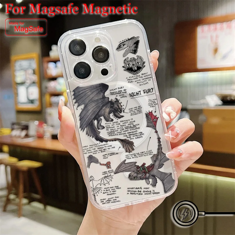 كيفية تدريب التنين الخاص بك بلا أسنان حافظة هاتف مغناطيسية آيفون 16 15 14 13 12 11 8 7 Plus Pro Max X XR XSMax غطاء لينة من البولي يوريثان #4