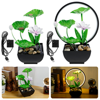 Tabletop Fountain Home Decor LED Lights For Indoor Decor Water Over Sailing Lotus Leaf Electric Pump Soothing Calming