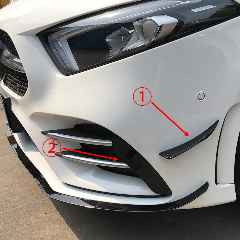 Car Front Bumper Side Spoiler Splitter Air Blade For Mercedes Benz A Class W177 AMG A180 A200 A220 A250 A35 A45 2019-2023