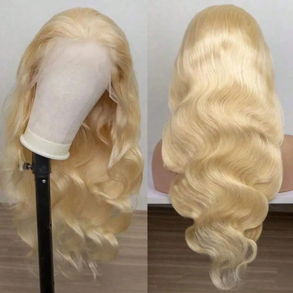 

13x4 Body Wave Honey Blonde Transparent Lace Frontal Human Hair Wig 30 34 Inch 13x4 613# Color Lace Front Wig For Women